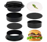 3 in 1 Stuffed Burger Press Patty Maker Rings Molds Kit, Non Stick Stuffer Hamburger Press Patty Maker - with 100 Pcs Wax Hamburger Patty Paper, Sausage Patty Press for Slider/Pattie/Grilling HAHAYOO