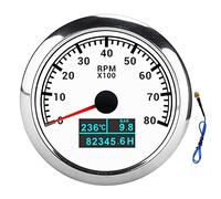 3 In 1 Tachometer Water Temperature Oil Pressure Gauge High Sensitivity Stepping Motor Display with Cumulative Hour Function for Car Truck Ship ABS Stainless Steel (White Dial)