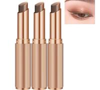 3-in-1 Three Color Gradient Eyeshadow Stick, Matte Shimmer Glitter Cream Eye Shadow Pencil, Waterproof Long Lasting Smudge Proof, Easy Blend Neutral Brown Nude Eye Makeup, Twist Up Portable (3PCS)