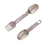 3-in-1 Titanium Rotating Spork, Metal Folding Foldable Camping Fork and Spoon Lightweight Fork Spoon Combo Utensils for Hiking Outdoor Travel