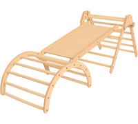 3-in-1 Toddler Climbing Frame Indoor Playset - Wooden Pikler Set, Montessori Climbing Set Novecrafto Natural One Size