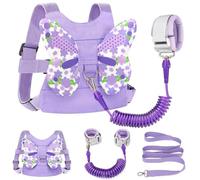 3 in 1 Toddler Harness Leashes + Anti Lost Wrist Link, Kids Harness Children Leash for Girls, Child Anti Lost Leash Baby Cute Harness Belt Strap Hold Kids Close While Walking (Purple)