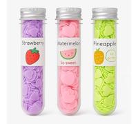 3 in 1 Travel Paper Soap Set - Heart Shaped Fruity Fragrances (Strawberry, Watermelon, Pineapple) | Multi Shape Portable Soap Sheets in Test Tube Bottles | Pocket-Friendly for Hand Washing Anywhere