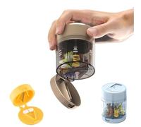 3-in-1 Travel Pill Organizer, 7-Day Portable Mini Medicine Organizer, Weekly Pill Bottle Timer Cap with Pill Cutter (Coffee)