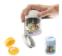 3-in-1 Travel Pill Organizer, 7-Day Portable Mini Medicine Organizer, Weekly Pill Bottle Timer Cap with Pill Cutter (White)