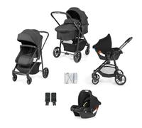 3 in 1 Travel System with Astral Baby Car Seat - Ickle Bubba Star Convertible Pram Travel System, Pushchair & Infant Carrier Bundle, from Birth Baby Pram and Car Seat (Black)