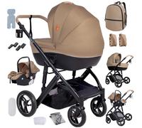 3 in 1 Travel Systems Baby Stroller with Carrycot, Sleeping Basket, Shock-Absorbing, 0-48 Months (2 in 1 Brown (Carrycot+Bassinet))