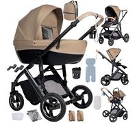 3 in 1 Travel Systems Baby Stroller with Carrycot, Sleeping Basket, Shock-Absorbing, 0-48 Months (3 in 1 Brown)