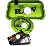 3-in-1 Tray Kit - Rolling Tray, Matching Ashtray & Black Storage Tin
