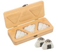 3 in 1 Triangle Onigiri Mold, Natural Bamboo Wood Sushi Rice Ball Prep Press, User-Friendly DIY Kids' Maker Kit for Quick Snacks, Picnic & Family Lunches