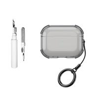 [3 in 1] TSVSXS Clear Case Compatible with AirPods with Lanyard Keychain and Cleaning Kit, Soft TPU Shockproof Four Corners Anti-Drop Protective Cover for Men Women
