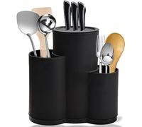 3-in-1 Universal Round Knife Block With Utensil Holder, Empty Holder for 12-inch Knives, Suitable for All Kitchen Knives