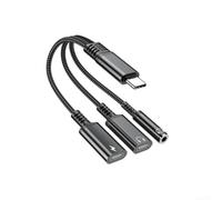 3 in 1 USB for C Headphone Adapter for 15 16 Pro Max - Audio Jack Charger Splitter 24bit for hifi Sound Car Home Use Black(black)