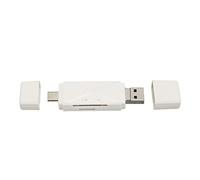 3 in 1 USB Storage Card Reader, USB C USB 3.0 MICRO USB Memory Card Reader with Dual Card Slots, Ultra Slim Portable Card Reader for Laptop Phone Tablet (White)