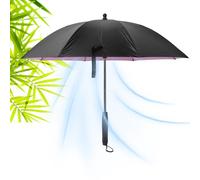 3 in 1 UV Blocking Umbrella, Fan and Mister Umbrella, Portable Summer Umbrella, Battery Operated Cooling Fan, Suitable for Fishing, Golf, Patio, Sand (Rose)