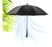 3 in 1 UV Blocking Umbrella, Fan and Mister Umbrella, Portable Summer Umbrella, Battery Operated Cooling Fan, Suitable for Fishing, Golf, Patio, Sand (Black)