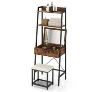 3 IN 1 Vanity Dressing Table Set Book Storage Shelf Ladder Desk Cushioned Stool