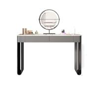 3 in 1 Vanity Table with LED Lights Flip-top Mirror & Rolling Stool Scratch-Resistant Ceramic Surface Solid Wood Frame Ideal Makeup Dresser with Storage for Bedroom