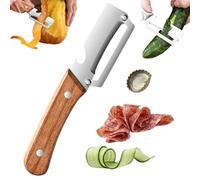 3-in-1 Vegetable Peeler with Solid Wood Handle, Ultra-Sharp Stainless Steel Blade, Built-in Bottle Opener, for Slicing and Peeling Fruit and Veg (1)