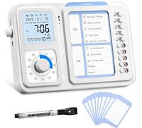 3-in-1 Visual Timer & ADHD Tool for Kids|Adults, Task Timer with Chore Chart Board, Visual Schedule for Kids with Autism, Daily Checklist for Home, School, Classroom, Desk