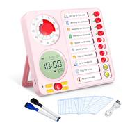3-in-1 Visual Timer Task Timer with Chore Chart Board, ADHD Tool for Kids Adults Visual Schedule for Kids with Autism, Daily Checklist for Home, School, Classroom, Desk, Chore Chart