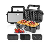 3 in 1 Waffle Maker 1200W Electric Press Grill w/ 5-gear Temperature