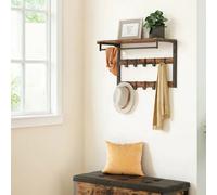 3-in-1 Wall Coat Rack with Shelf, Hooks, and Hanging Rod