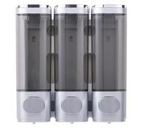 3-in-1 Wall Mounted Bathroom Shower Pump Dispenser for Shampoo, Conditioner, Body Lotion, Body Wash, Kitchen, Bathroom, Hotel (Silver)
