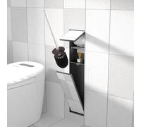 3-in-1 Wall-Mounted Toilet Paper Holder & Brush Set Space-Saving Matte Black Design Customizable for Tile Doors Dimeons: 70x15x12.5 cm