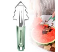 3 in 1 Watermelon Fruit Cutter, Stainless Steel Fruit Slicer Useful Gadgets,Kitchen Gadgets 2025 New Multifunctional Melon Mango Watermelon Cutter for Kitchen, Summer Family Party Forks (Green)