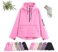 3-In-1 Waterproof Women's Jacket - Rain, Wind & Cold, All Covered, Oversized Lightweight Adjustable Hood Hidden Pockets (Pink,M)