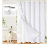 3 in 1 White Shower Curtain Set with PEVA Liner & 12 Hooks, 72 x 84
