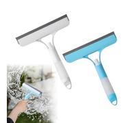 3 In 1 Window Cleaning Scraper, 2 Pcs Shower Screen Wiper with Spray Bottle, 3 In 1 Window Cleaner, Multifunctional Shower Squeegee for Glass, Windows and Mirrors(White + Blue)