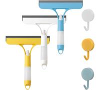 3 in 1 Window Cleaning Scraper, 3-Pack Window Cleaning Equipment, Multi-Surface Cleaner Tool for Windows, Cars, Shower Glass, Kitchens, Includes 3 Scrapers and 3 Hooks