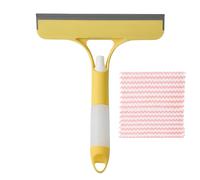 3 in 1 Window Cleaning Scraper Squeegee with Spray Bottle Multi Function Glass Cleaner Tool for Shower Car Home Kitchen Mirrors All Purpose Window Washer (Yellow)