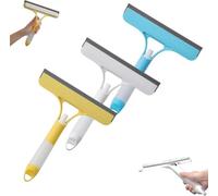 3 in 1 Window Cleaning Scraper, Window Squeegee Glass Cleaning Wiper with Spray, 2025 New Squeegee for Shower Glass Multipurpose Windows Cleaner Tool for Mirrors, Kitchen, Bathroom (Blue)