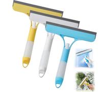 3 in 1 Window Cleaning Scraper, Window Squeegee with Spray, Window Scraper Glass Cleaning Wiper, Squeegee Cleaner with Spray Bottle for Car, Home Kitchen (3PCS)
