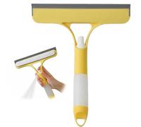 3 in 1 Window Cleaning Scraper with Spray Bottle, 8.5In Handheld Window Cleaner Squeegee for Home, Glass Cleaning Scraper Shower Cleaning Tool Yellow