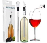 3 in 1 Wine Cooler, Stainless Steel Wine Cooler Stick Set,Wine Bottle Chiller Stick with Pourer and Aerator, Wine Chill Rod Easy to Use for Home Cooking Accessories Bar Party Gift for Women Men