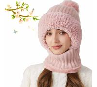 3-in-1 Winter Balaclava for Women, Women's Knitted Hat Winter, Starstartree Warm Cozy Soft Ear Protection Knitted Cap (UK, Numeric, 1, Pink)