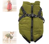 3 in 1 Winter Jacket for Dogs, 3 in 1 Dog Winter Coat, Dog Jacket with Harness, Waterproof Windproof Snow with Zipper, for Small Medium Large (Green,5X-Large)