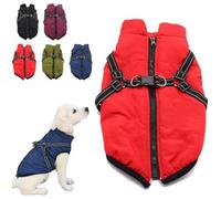 3 in 1 Winter Jacket for Dogs, Waterproof Windproof Dog Snow with Harness and Zipper, Small Medium Large Dogs (Red,XX-Large)