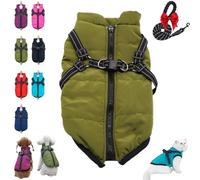 3 In 1 Winter Jacket for Dogs With Harness, Furry King Dog Winter Coat Waterproof Windproof Fleece Lined Snow Coat For Small Medium Large Dogs (4XL,Green)