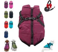 3 In 1 Winter Jacket for Dogs With Harness, Furry King Dog Winter Coat Waterproof Windproof Fleece Lined Snow Coat For Small Medium Large Dogs (XL,Purple)