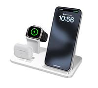 3 in 1 Wireless Charger Charging Station 15W Fast Charge Stand for iPhone 17 16 15 14 13 12 11 Pro Max XS XR 8 Plus,AirPods Pro2/Pro/4/3/2/1,Apple Watch Series 10/Ultra 2/9/8/7/6/SE/5/4/3/2,White