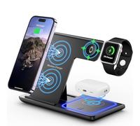 3 in 1 Wireless Charger Charging Station, Wireless Charger Stand for iPhone 16e 16 15 14 Pro Max 13 12 11,Charging Dock for AirPods 4 3 2 Pro, Apple Watch 10/9/Ultra/8/SE/7/6/5/4/3