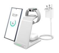 3 in 1 Wireless Charger for Samsung - NANAMI Fast Charging Stand for S25 Ultra S24 S23 S22 S21 Z Fold Flip 5, Quick Induction Charging Station for Galaxy Buds 2 Pro Watch 7/6 [Only for Samsung Watch]