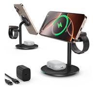 3 in 1 Wireless Charging Dock, Inductive Charging Station 15W Wireless Charging Station Compatible with iPhone 16 15 14 13 12 Pro Max/Plus, iWatch Ultra 10/9/8/7/SE/6/5/4, AirPods (Black)