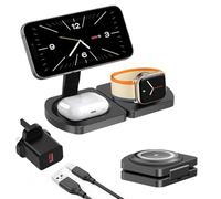 3 in 1 Wireless Charging Station for Apple Devices, Foldable Magnetic Charger Stand Compatible with MagSafe, 15W Fast Wireless Charging Pad for iPhone 17/16/15/14/13/12 & AirPods & Apple Watch