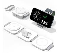 3 in 1 Wireless Charging Station for Apple Devices, Foldable Portable Fast for MagSafe Charger Stand, Travel Magnetic Wireless Charging Dock for iPhone 16/15/14/13/12, Apple Watch, AirPods Pro 4 3 2